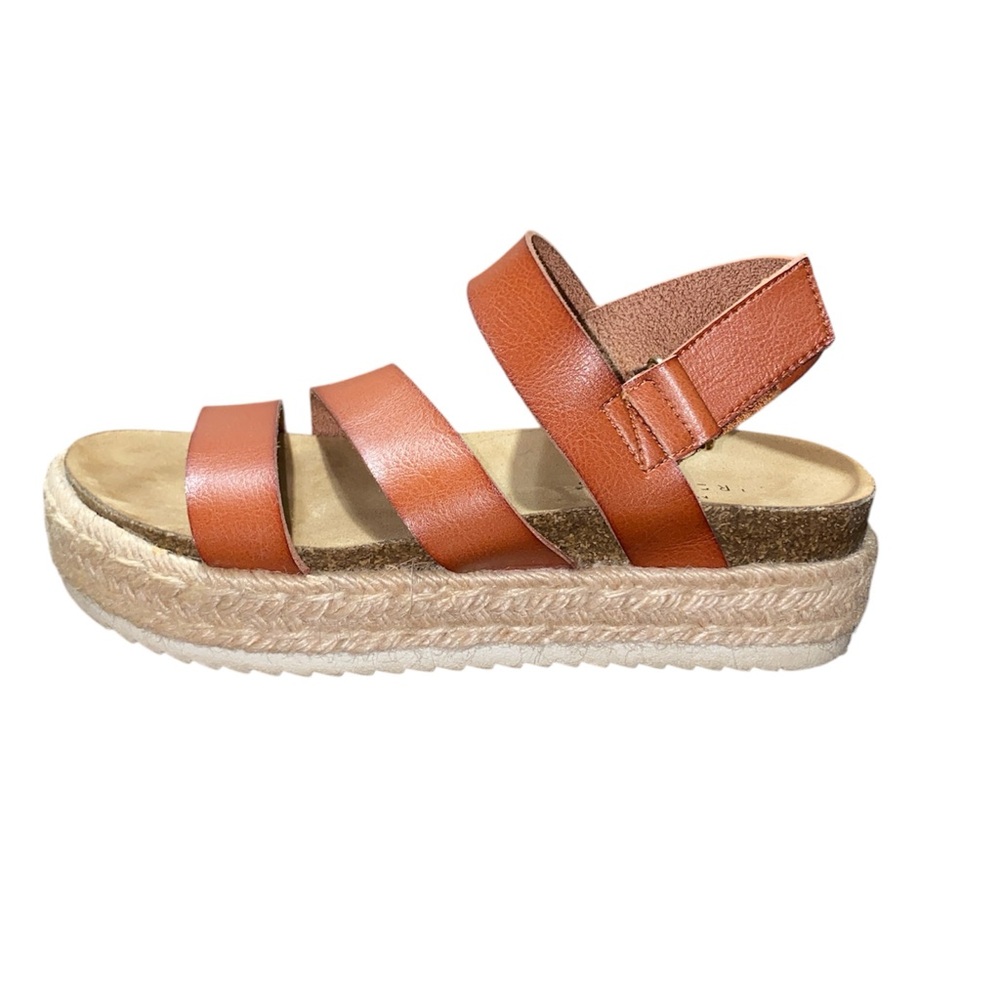 New Directions Boho Sandals Womens 7 Brown Agnes Strappy Platforms Espadrilles